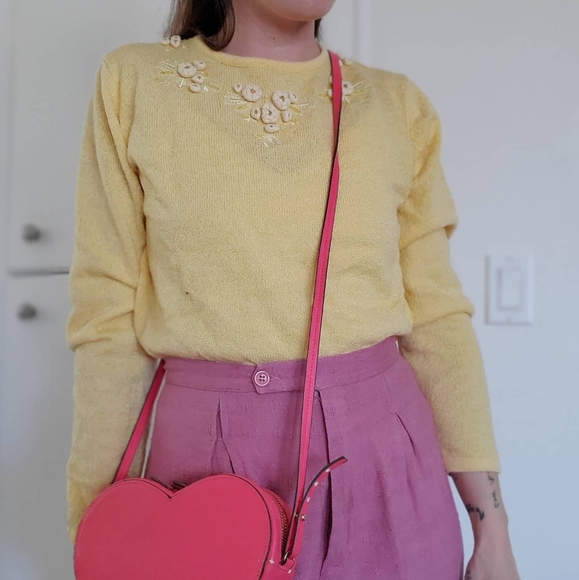 Vintage Yellow Long Sleeve Acrylic Knit - Picture 4 of 7